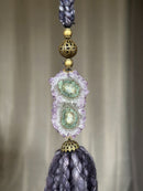 Wool Tassels with Amethyst Crystal Stalactite for Boho Decoration, Wall Hanging Tassels, Natural Merino Wool and Crystals Garland