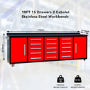10ft 15-Drawer Storage Workbench with Wheels