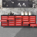 10ft 25-Drawer Storage Workbench with Wheels