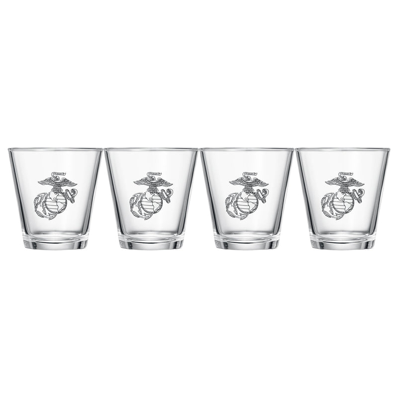 Marine Whiskey & Wine Glasses Set of 4, Anchor and Globe Whiskey Glasses 10oz Marines Gift by The Wine Savant - Military Gift Set Set, Veterans, Marine Gifts (Copy)