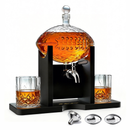 Football Decanter with 2 Whiskey & Wine Glasses & Chillers