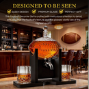 Football Decanter with 2 Whiskey & Wine Glasses & Chillers