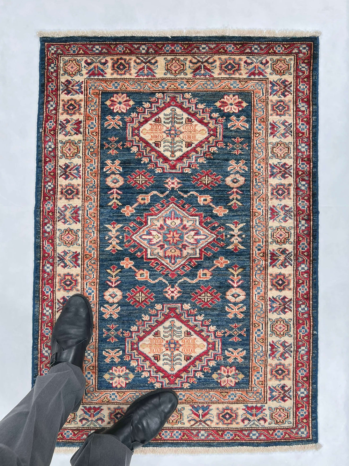 Super Kazak (2'08"x3'10") blue/ivory, photo 6 of 6