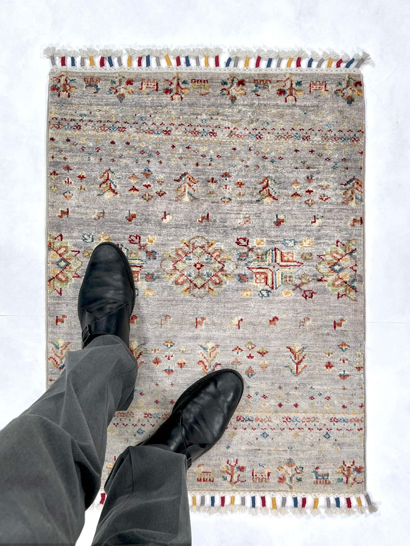 Afghan Gabbeh (2'00"x2'07") light gray, photo 6 of 6