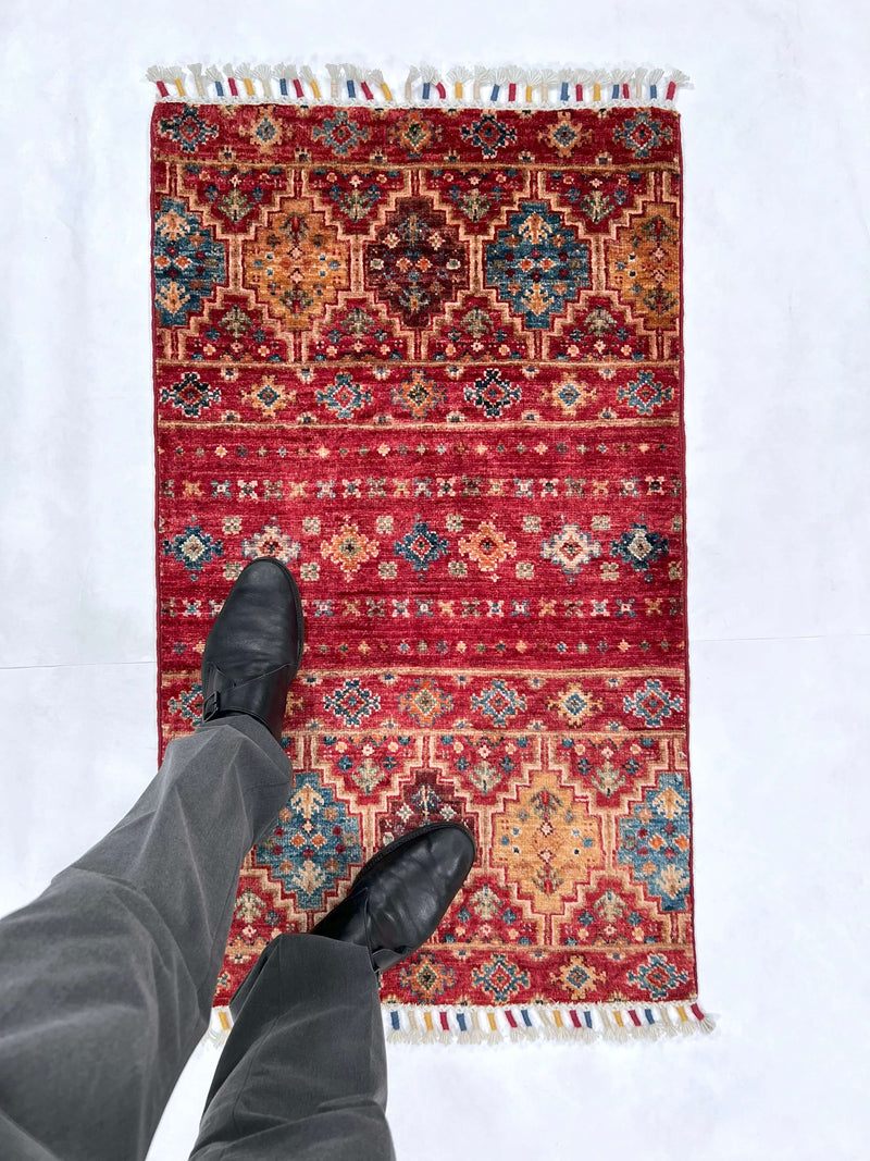 Afghan Khorjin (2'00"x3'04") red/multicolor, photo 6 of 6