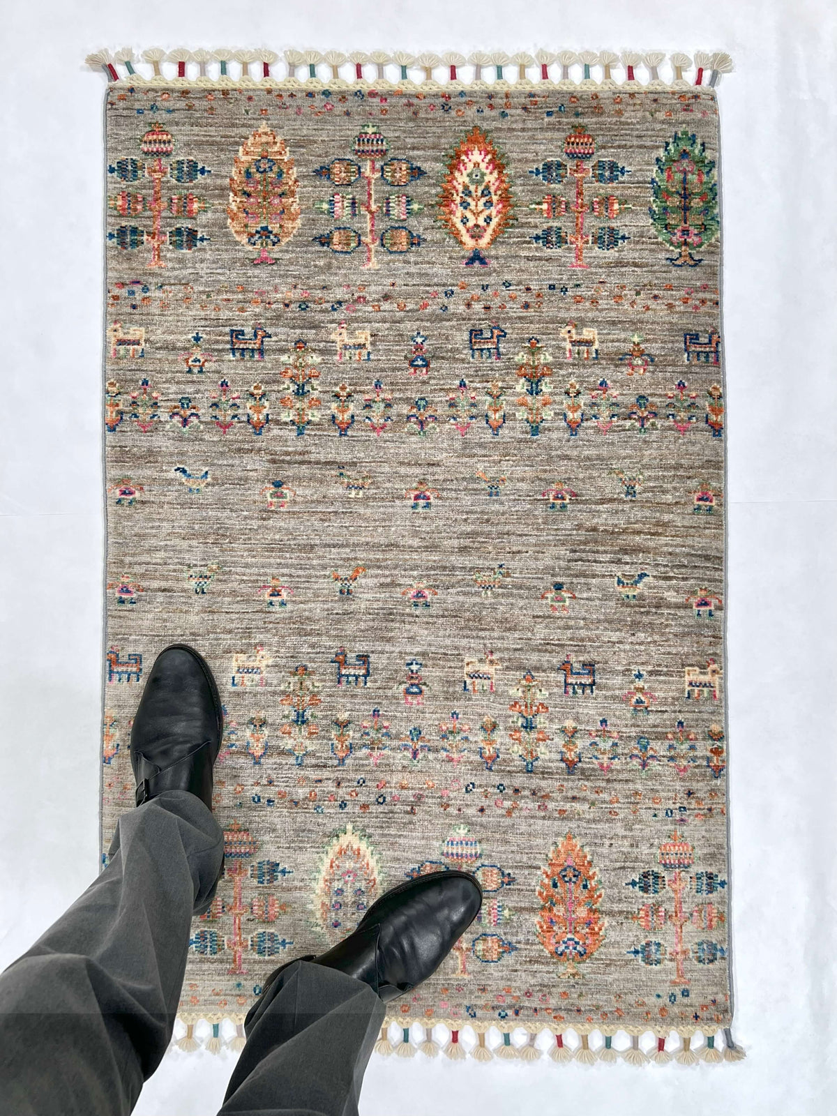 Afghan Gabbeh (2'07"x3'09") light gray, photo 6 of 6