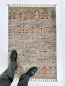 Afghan Gabbeh (2'07"x3'09") light gray