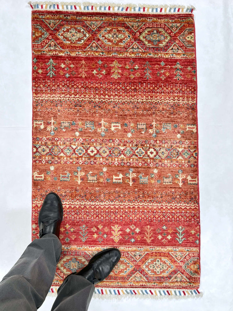 Afghan Khorjin-Gabbeh (2'06"x4'02") rust/red, photo 6 of 6