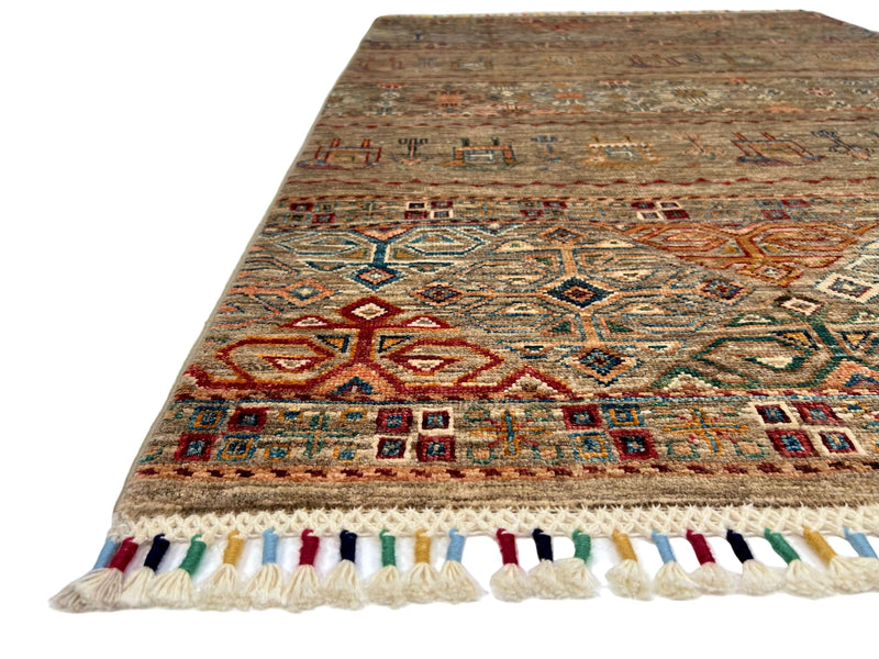 Afghan Khorjin (3'02"x4'08") camel/multicolor, photo 2 of 6