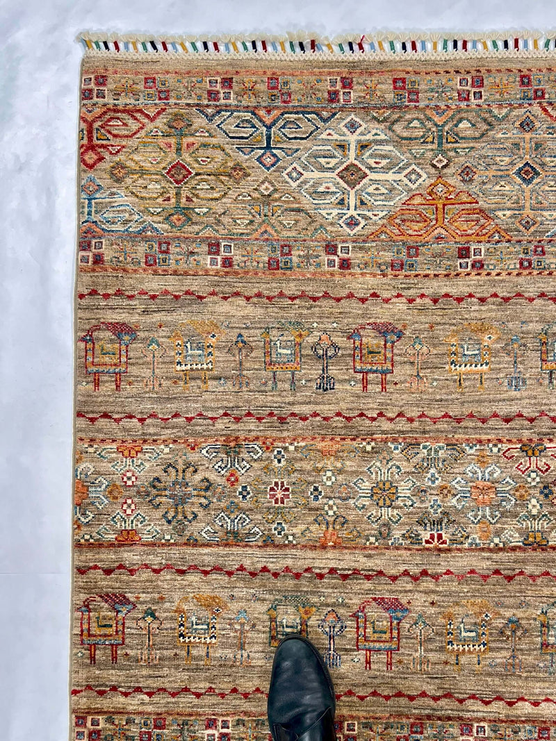 Afghan Khorjin (3'02"x4'08") camel/multicolor, photo 6 of 6