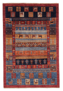 Afghan Gabbeh (4'02"x6'03") navy/blue/red