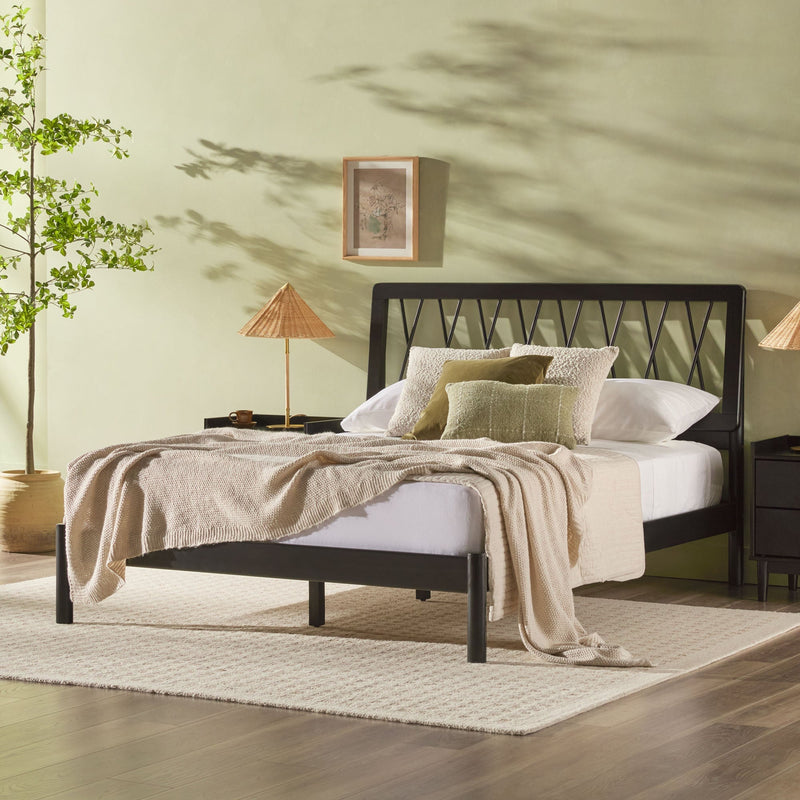 Cama X Spindle Mid-Century Modern Solid Wood Bed