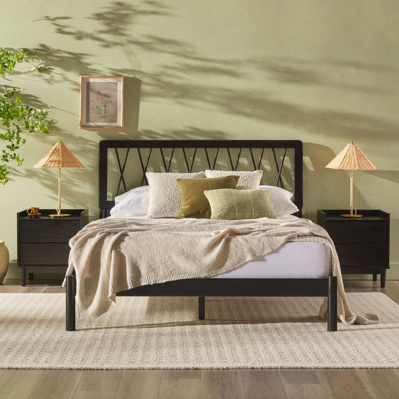 Cama X Spindle Mid-Century Modern Solid Wood Bed