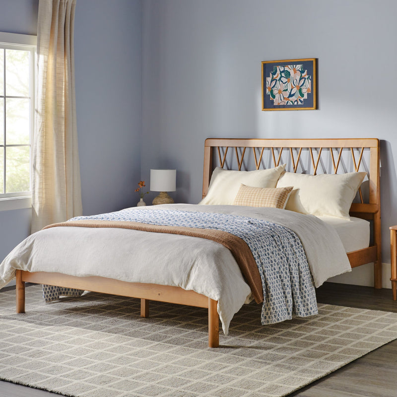 Cama X Spindle Mid-Century Modern Solid Wood Bed