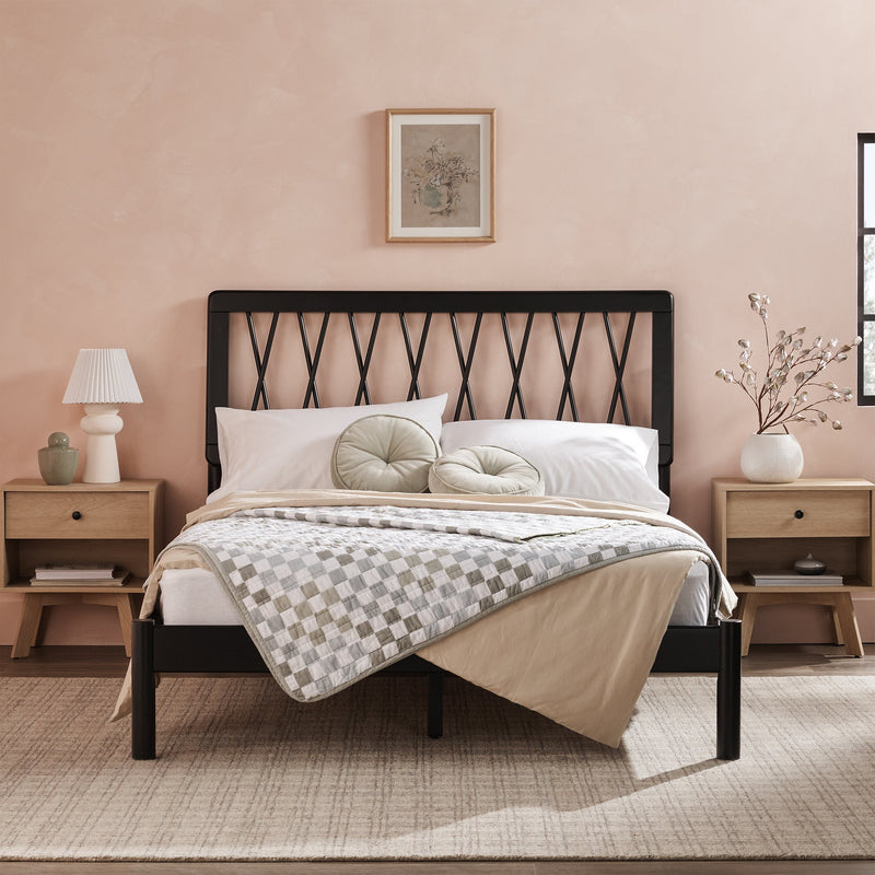 Cama X Spindle Mid-Century Modern Solid Wood Bed