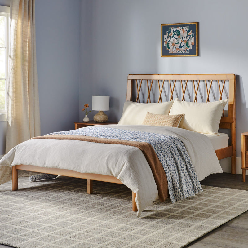 Cama X Spindle Mid-Century Modern Solid Wood Bed