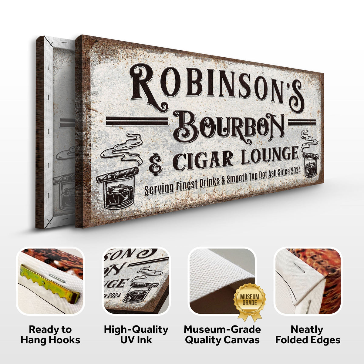 Personalized Bourbon and Cigar Bar Sign, photo 5 of 8