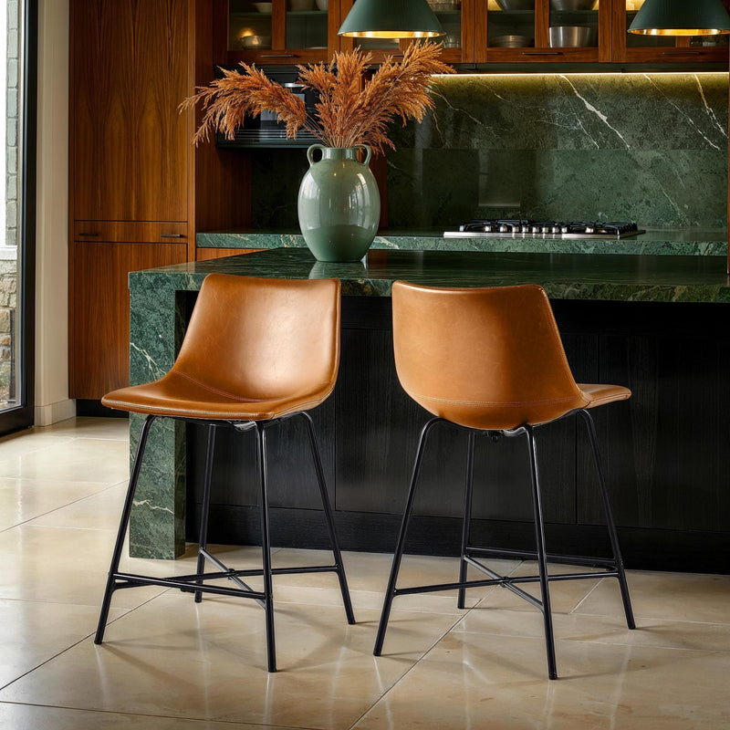 Xuma Urban Industrial Faux Leather Seating Collection (Dining Chair or Counter Stool), Set of 2