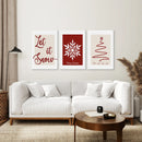Merry Christmas Minimalist Holiday Decor Poster by Wall Art Set