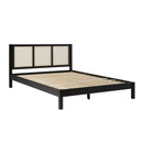 Yasmina Solid Wood Rattan Paneled Platform Bed (Queen or King)