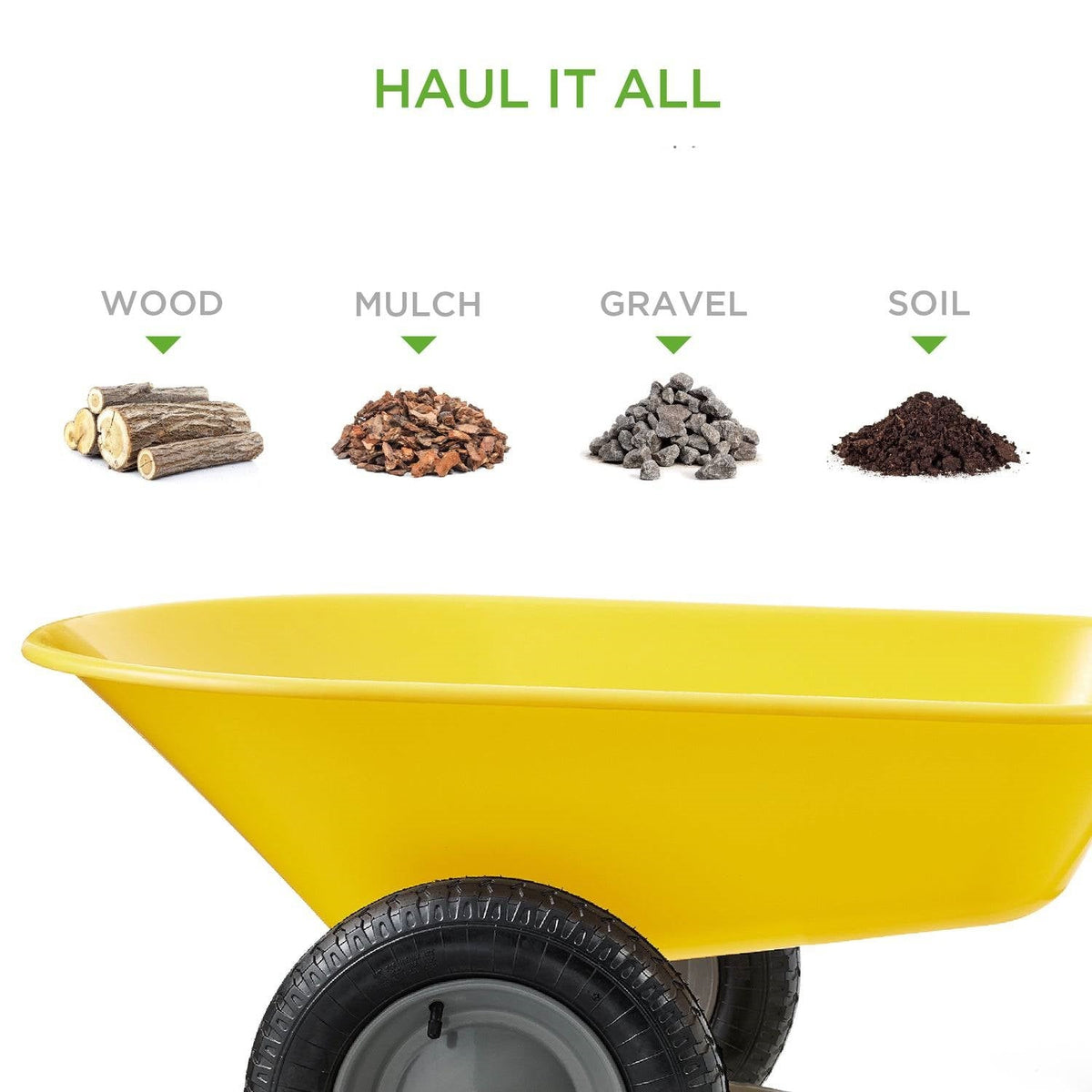 Heavy Duty 2-Wheel Multipurpose Rust Proof Wheelbarrow - Yellow, photo 4 of 5