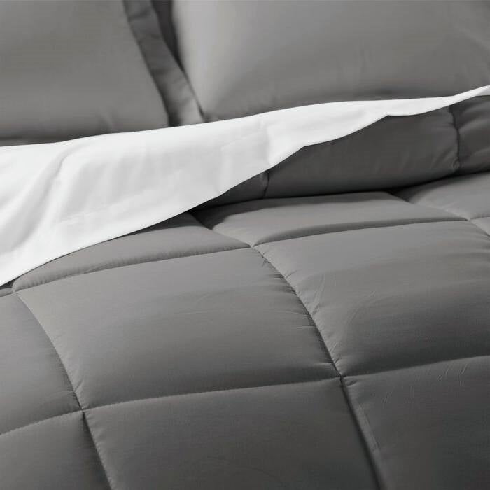 Queen Size 8-Piece Microfiber Reversible Bed-in-a-Bag Comforter Set in Grey, photo 3 of 4