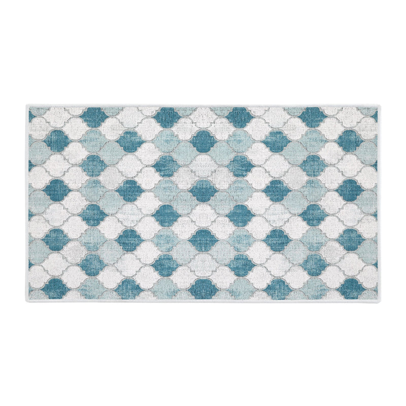 Moroccan Design Multipurpose Floor Mat | 24"x44" | Gray&Blue