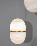 Alabaster Capsule Shaped Oval Pendant Lamp