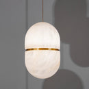 Alabaster Capsule Shaped Oval Pendant Lamp