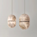 Alabaster Capsule Shaped Oval Pendant Lamp