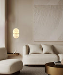 Alabaster Capsule Shaped Oval Pendant Lamp