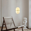 Alabaster Capsule Shaped Oval Pendant Lamp