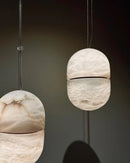Alabaster Capsule Shaped Oval Pendant Lamp