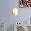 Alabaster Capsule Shaped Oval Pendant Lamp