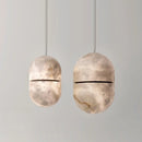 Alabaster Capsule Shaped Oval Pendant Lamp