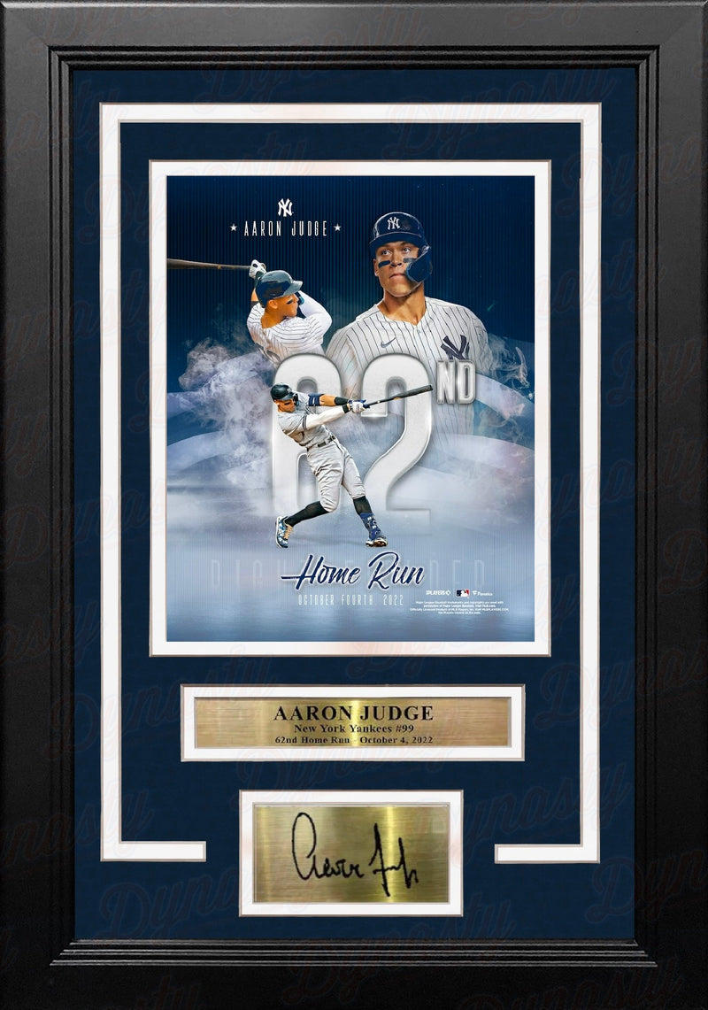 Aaron Judge AL Record 62nd Home Run New York Yankees 8x10 Framed Photo with Engraved Autograph