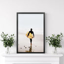 Yellow Surfboard Poster. Coastal Lifestyle Themed Print by Wall Art Set