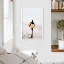 Yellow Surfboard Poster. Coastal Lifestyle Themed Print by Wall Art Set