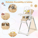 4-in-1 Foldable Baby High Chair with 7 Adjustable Heights and Free Toys Bar by LJGDeals