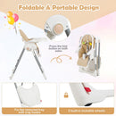 4-in-1 Foldable Baby High Chair with 7 Adjustable Heights and Free Toys Bar