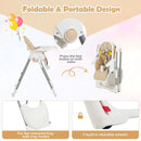 4-in-1 Foldable Baby High Chair with 7 Adjustable Heights and Free Toys Bar by LJGDeals