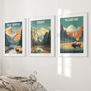 Rocky Mountain, Yosemite, Yellowstone. National Park Wall Art by Wall Art Set