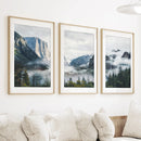 Yosemite Valley Misty Mountain Forest. Set of 3 Prints by Wall Art Set