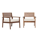 Zander Mid-Century Modern Acacia Outdoor Slat-Back Lounge Chair