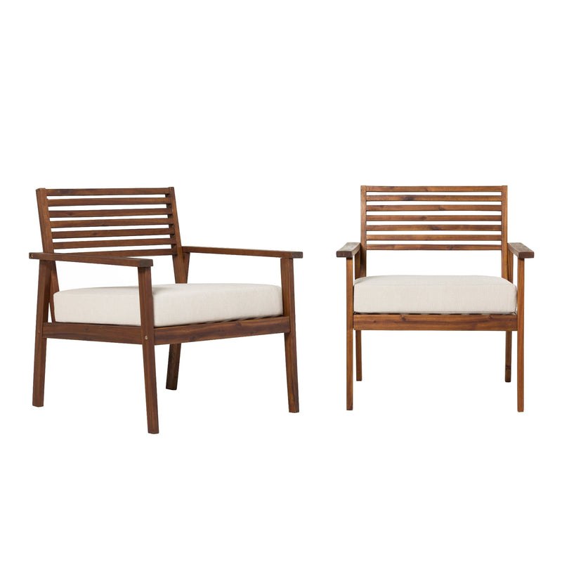 Zander Mid-Century Modern Acacia Outdoor Slat-Back Lounge Chair