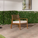 Zander Mid-Century Modern Acacia Outdoor Slat-Back Lounge Chair