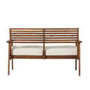 Zander Mid-Century Modern Acacia Outdoor Slat-Back Loveseat
