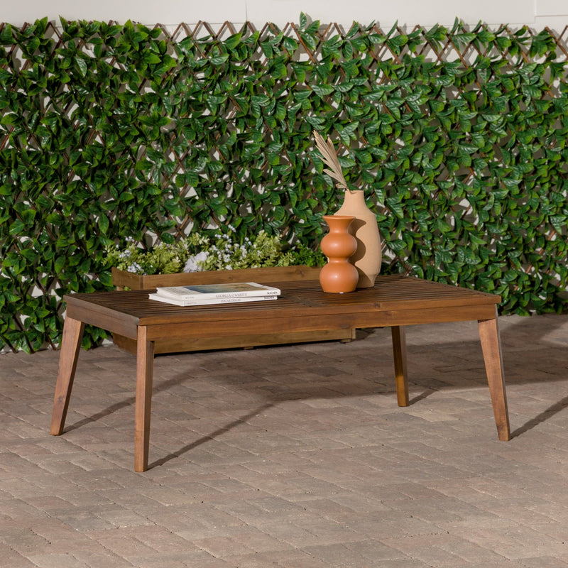 Zander Mid-Century Modern Acacia Outdoor Slatted Coffee Table