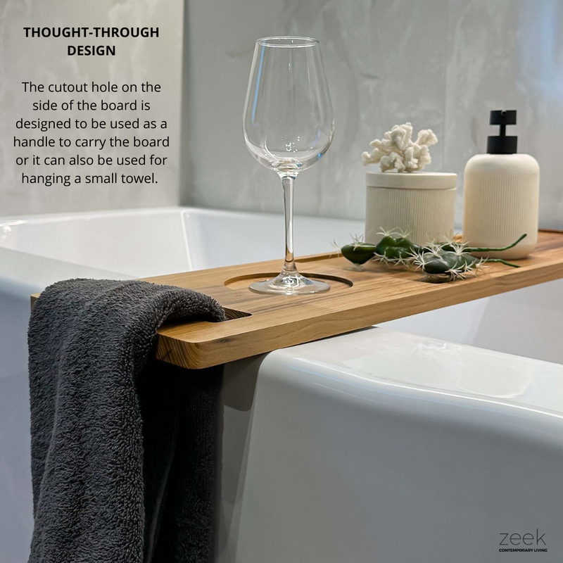 Zeek Natural Solid Wood Bathtub Tray Caddy ZBC3409