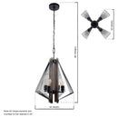 Zenith 4-Light Black & Wood Dimmable Island Pendant Light
